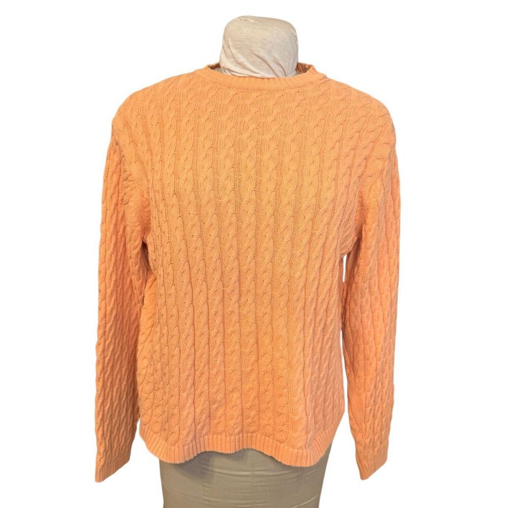 Karen Scott Cable Knit Cotton Pullover Sweater Orange XL Packable